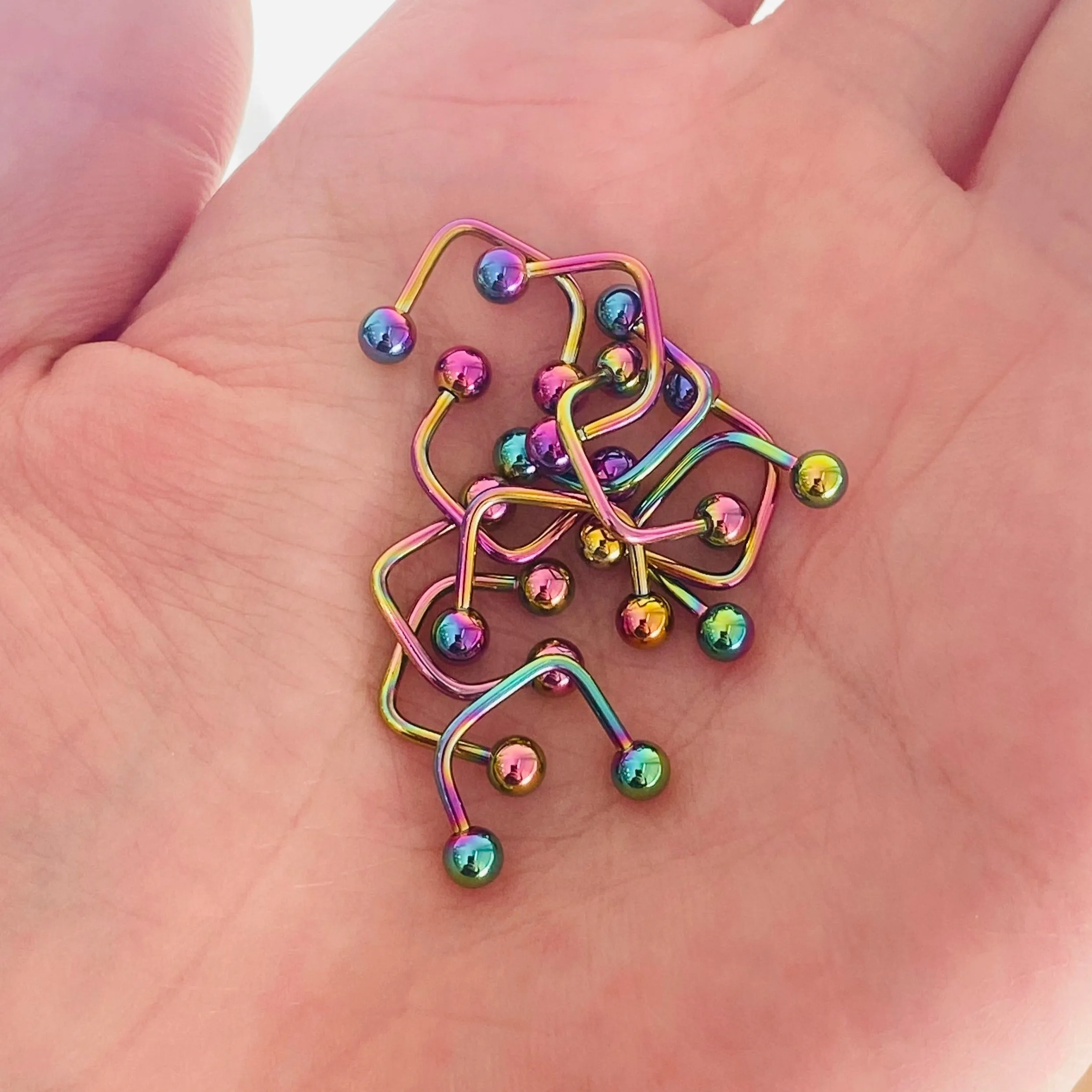 16G Rainbow Ion Plated Ball Lippy Loop Labret