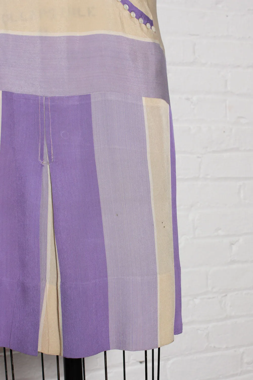 1920s Orchid Silk Stripe Dress S/M