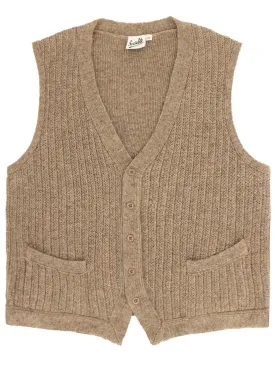 1940s Style Rufus Knitted Waistcoat in Oatmeal Beige