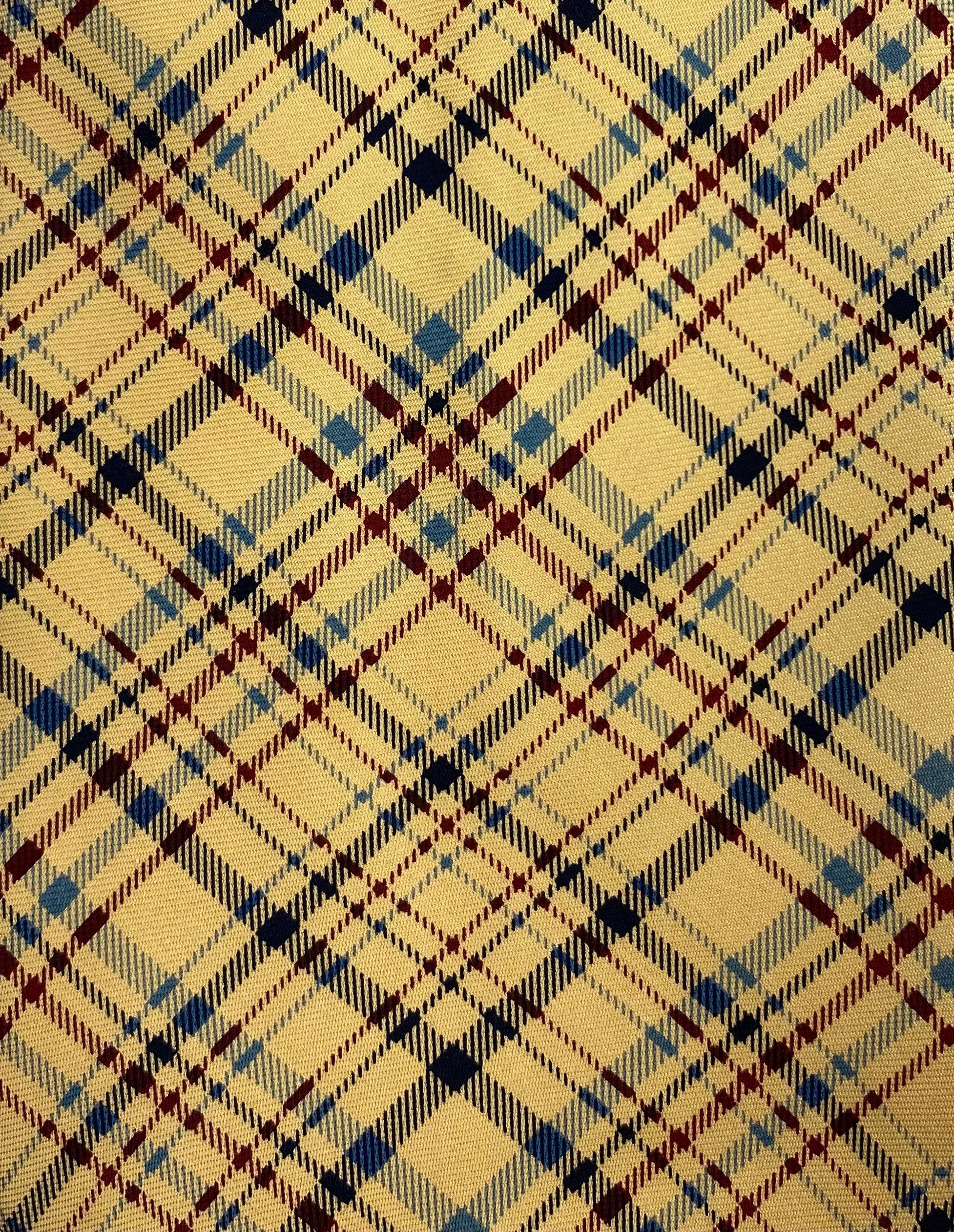 90s Deadstock Silk Necktie, Men's Vintage Gold Plaid Pattern Tie, NOS