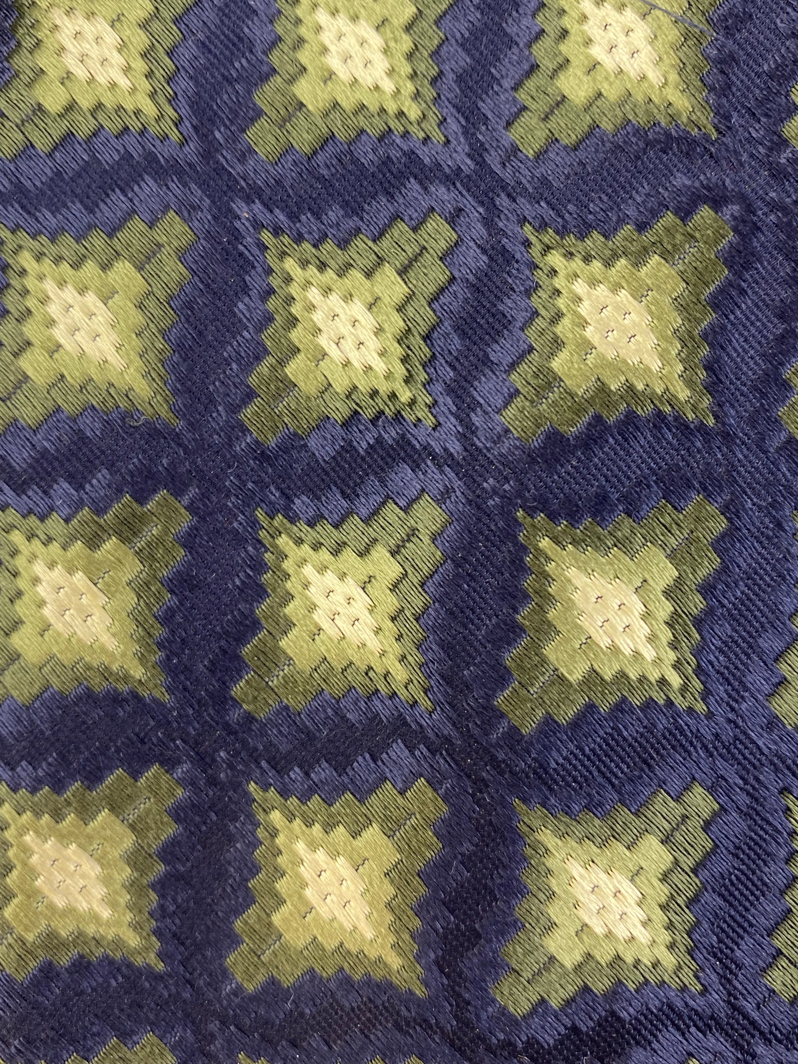 90s Deadstock Silk Necktie, Men's Vintage Green/ Navy Geometric Pattern Tie, NOS