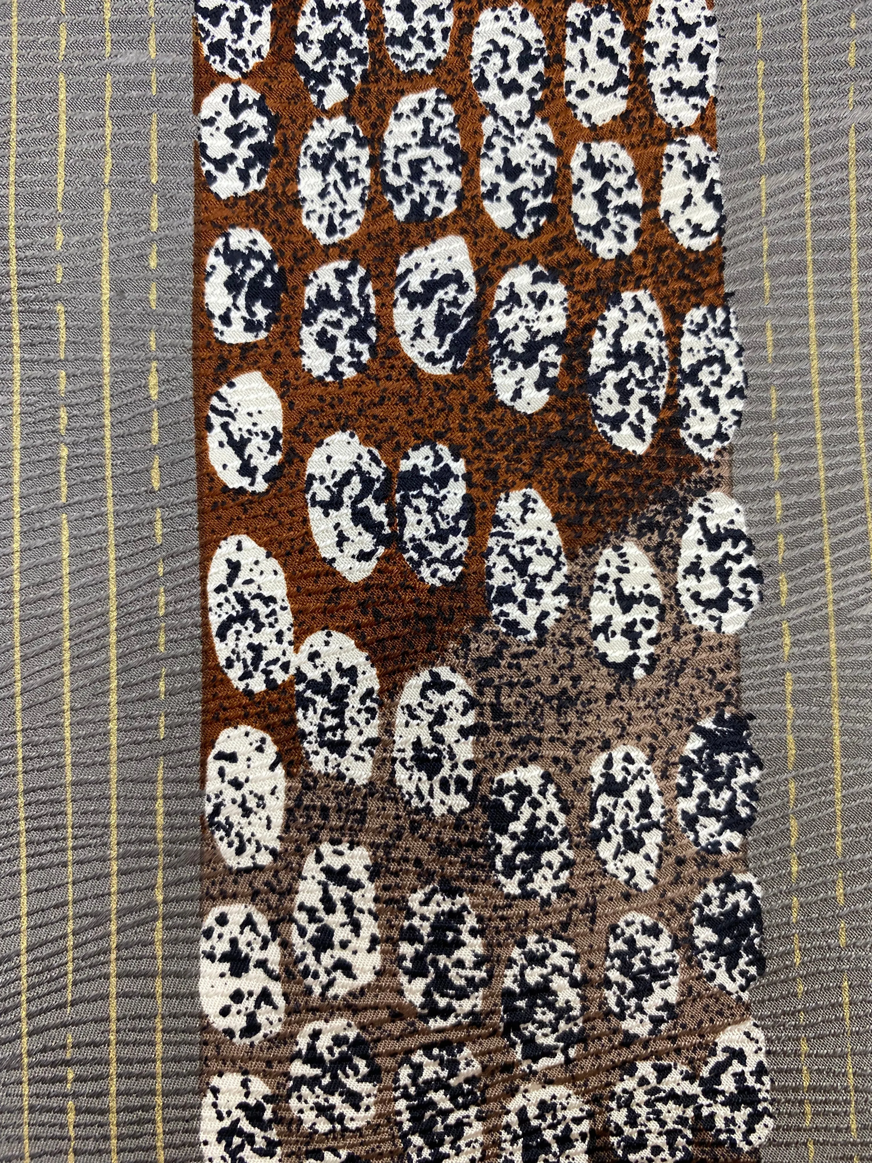 90s Deadstock Silk Necktie, Men's Vintage Grey/ Brown Abstract Pattern Tie, NOS