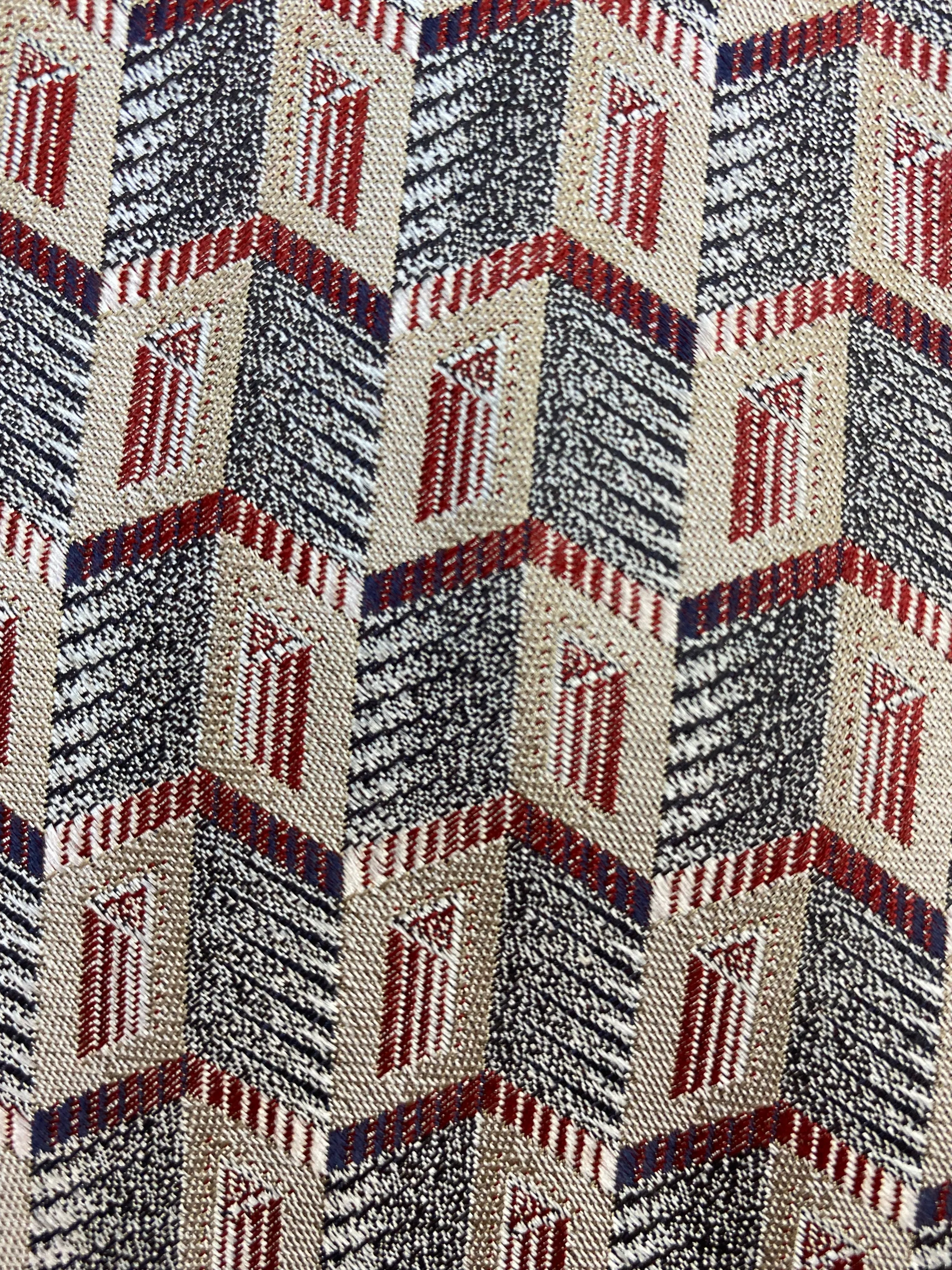 90s Deadstock Silk Necktie, Men's Vintage Wine/ Grey Geometric Pattern Tie, NOS