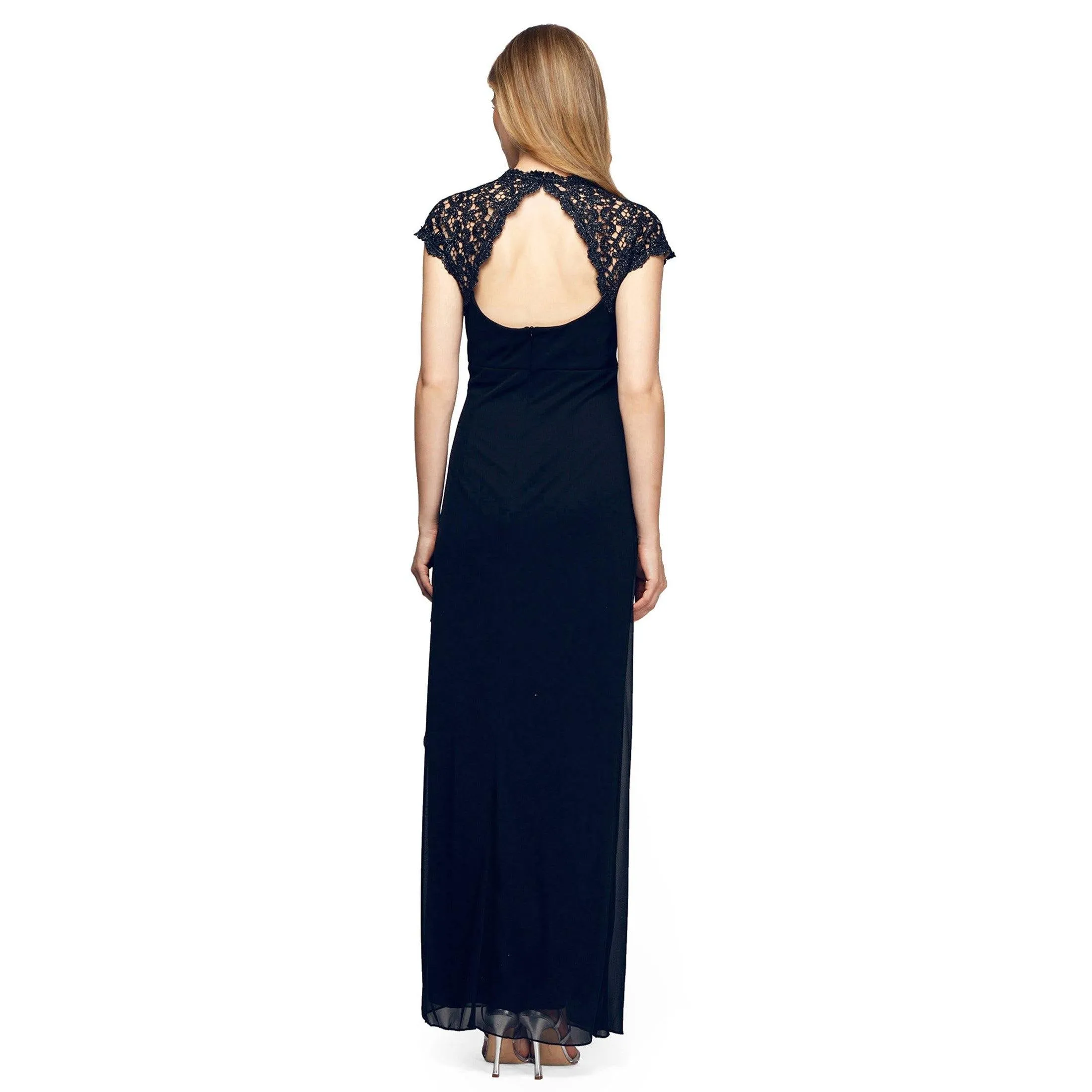 Alex Evenings AE112388 Long Formal Metallic Lace Gown
