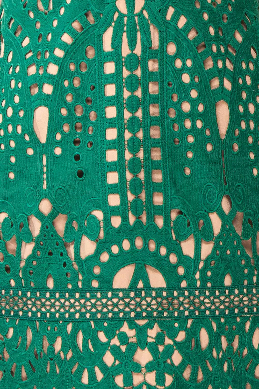 Analla | Short Green Crocheted Lace Dress