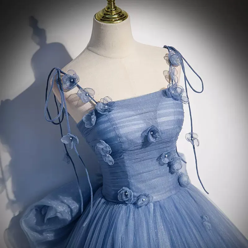 Ball Gown Blue Tulle Long Prom Dresses Sweet 16 Dress SH130