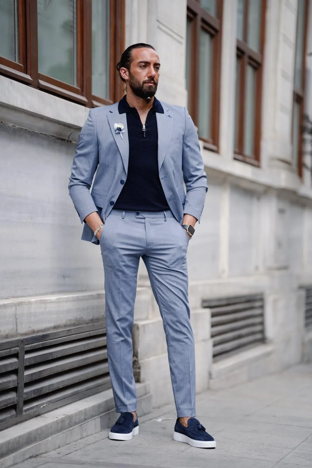 Bay Indigo 2 Piece Office Casual Suit.