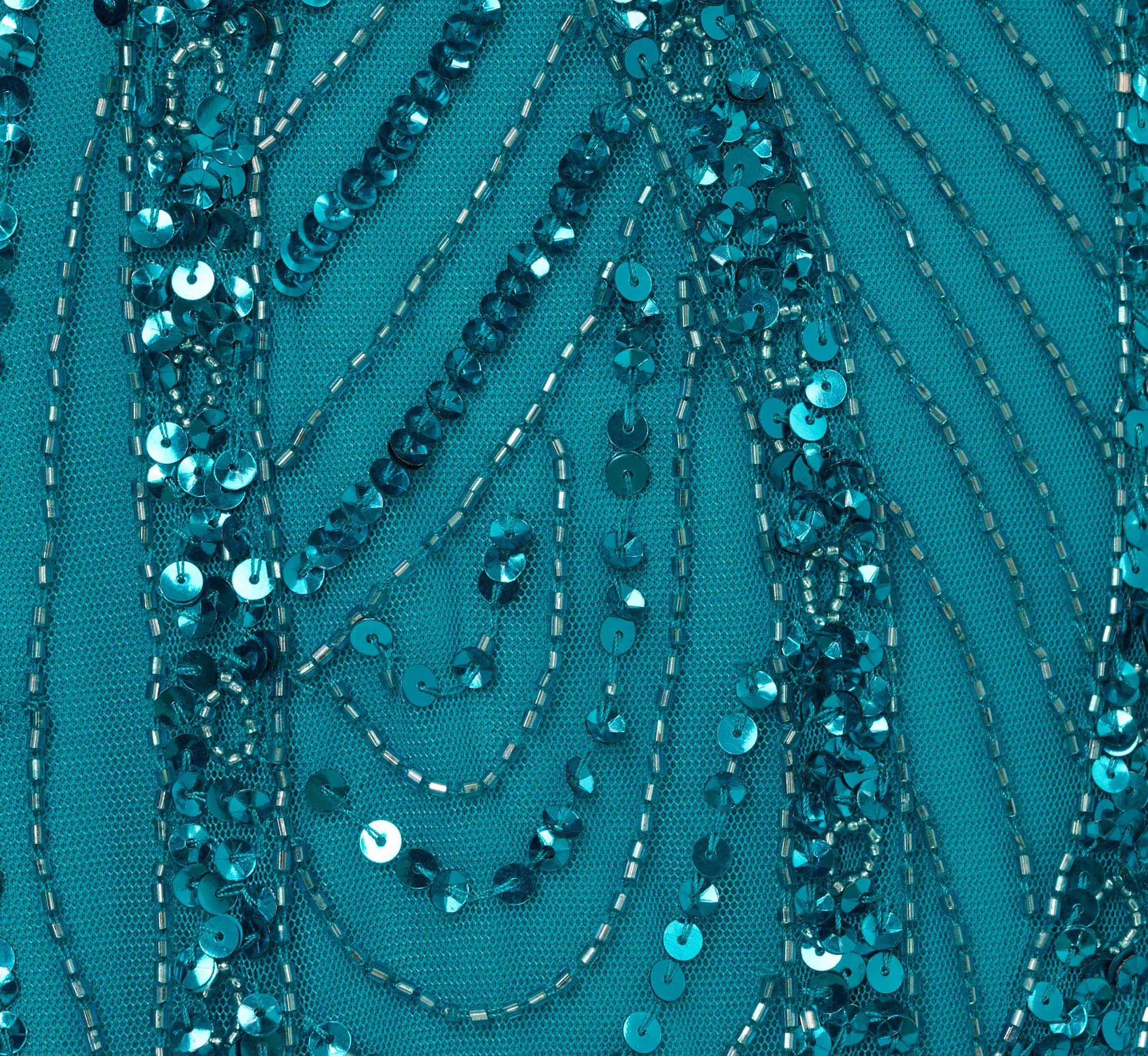 Beaded Halter Gown With Godet Skirt In Teal