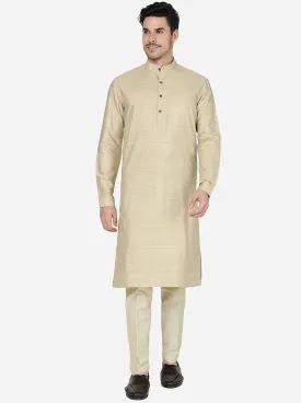 Beige Solid Regular Fit Modi Kurta | JadeBlue