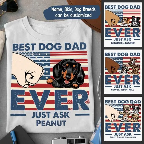 Best Dog Dad Independence Day Personalized Shirt - Name, Skin, Dog can be customized