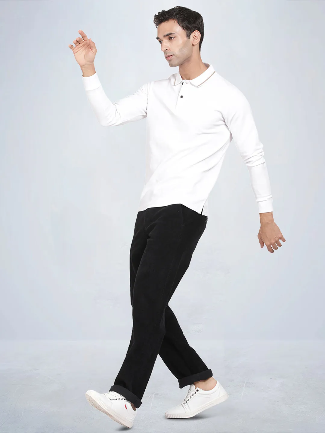 Black Corduroy Stretch Chino Pants