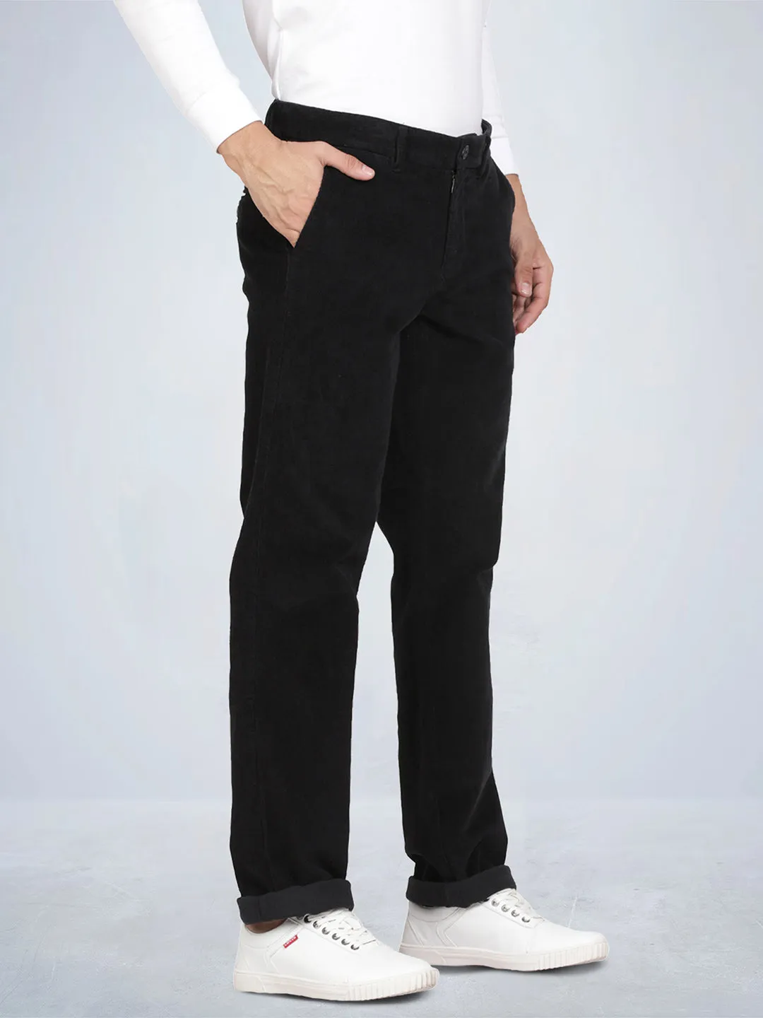 Black Corduroy Stretch Chino Pants