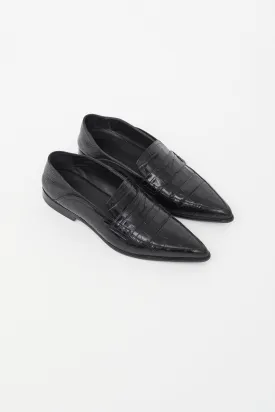 Black Embossed Leather Loafer