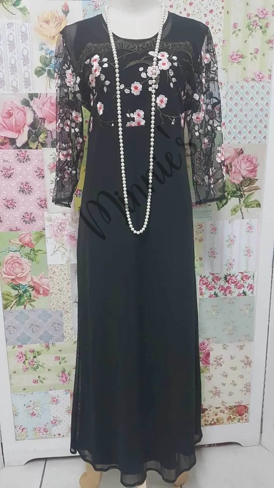 Black Floral 2-Piece Dress GD0218