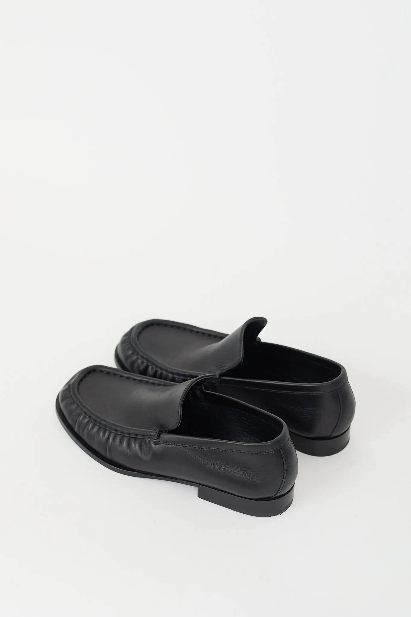 Black Leather Moc Toe Loafer