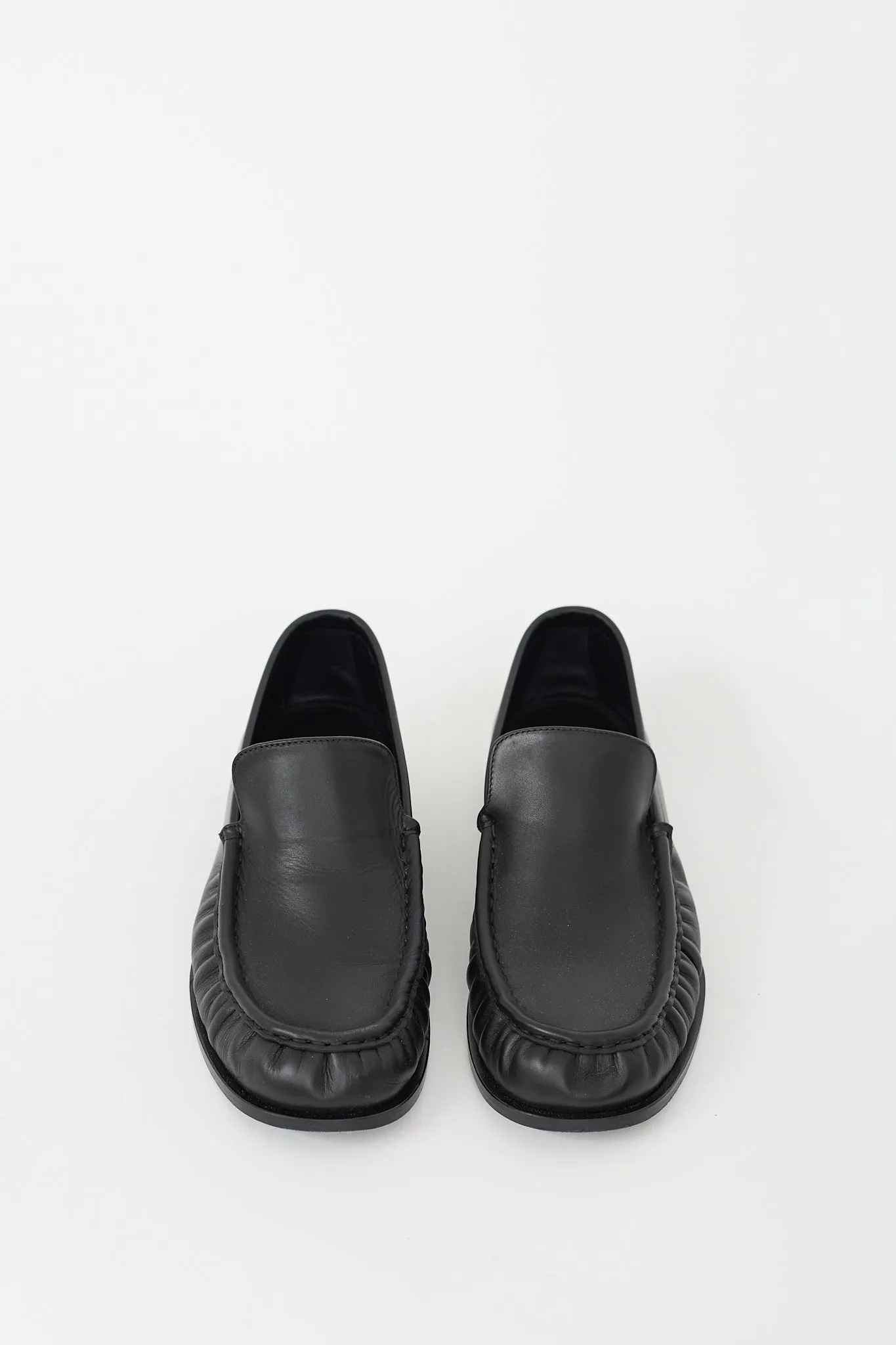 Black Leather Moc Toe Loafer
