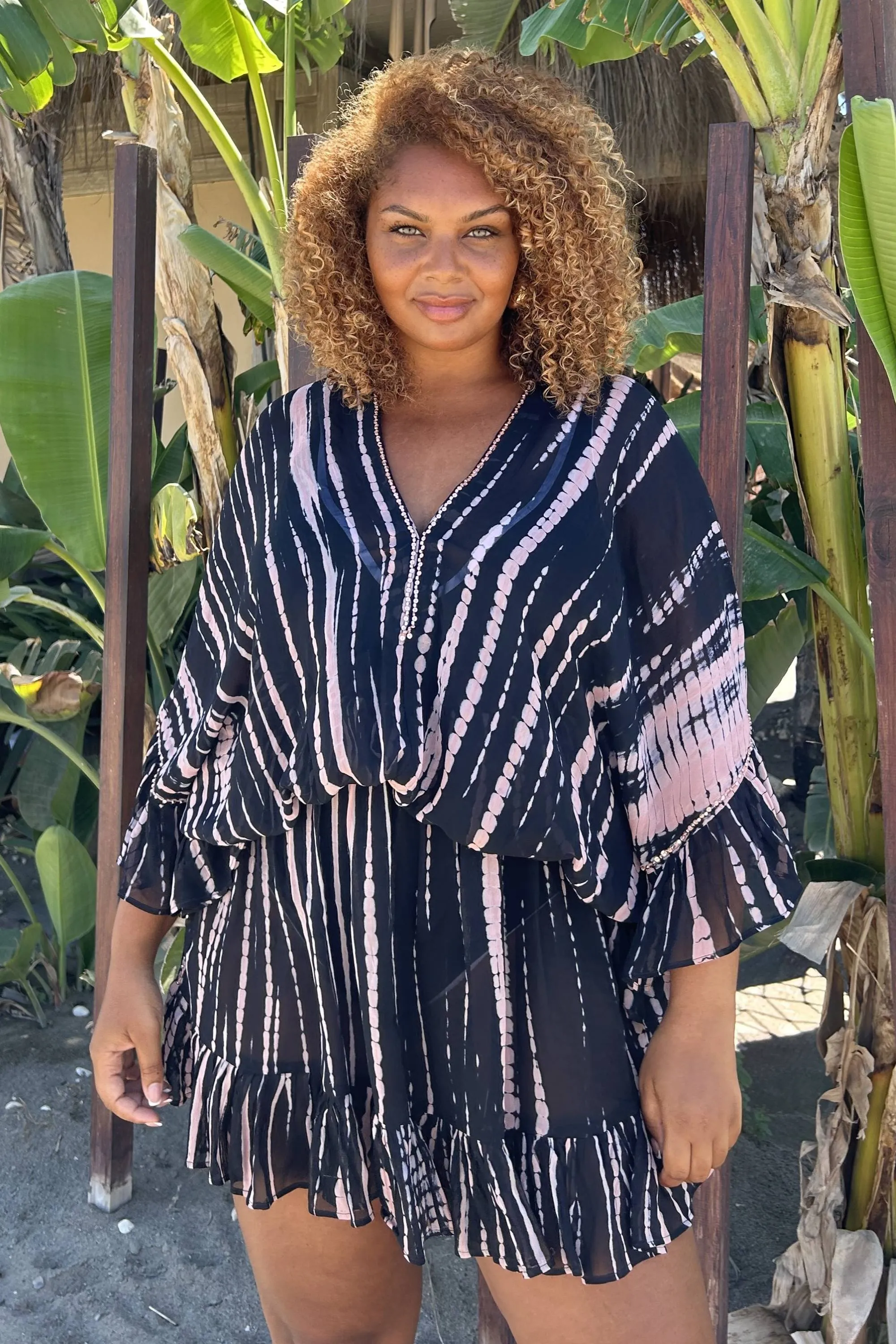 Black Plus Size Silk Kaftan Dress