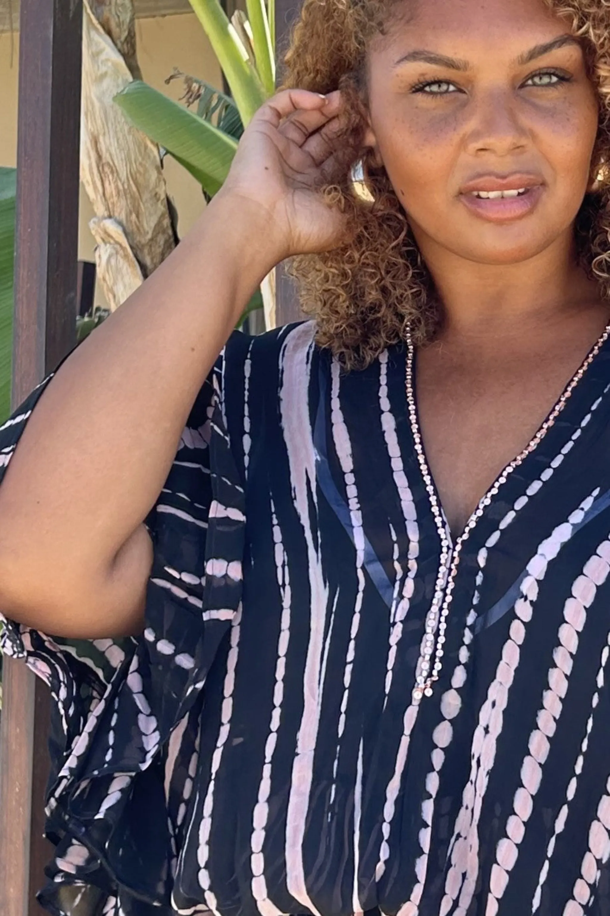 Black Plus Size Silk Kaftan Dress