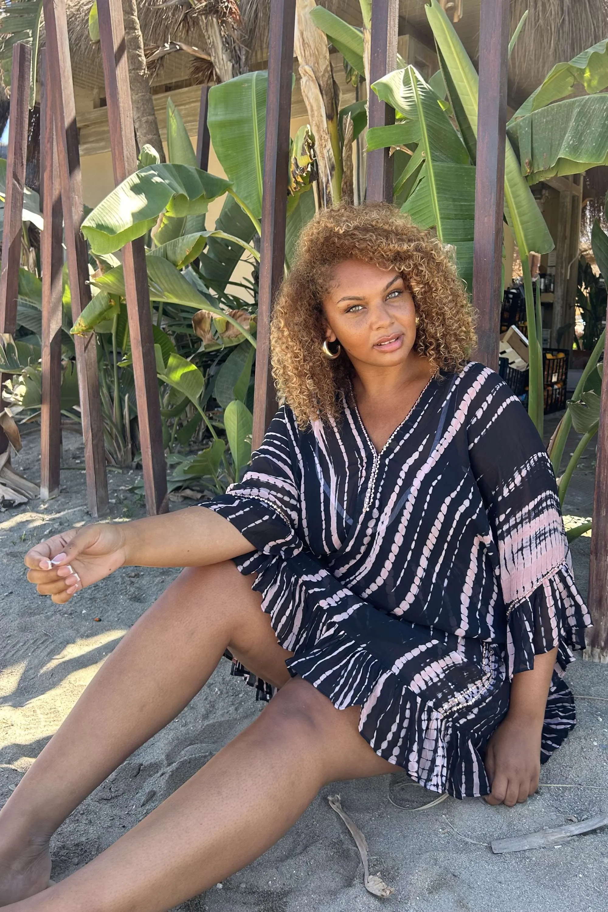 Black Plus Size Silk Kaftan Dress