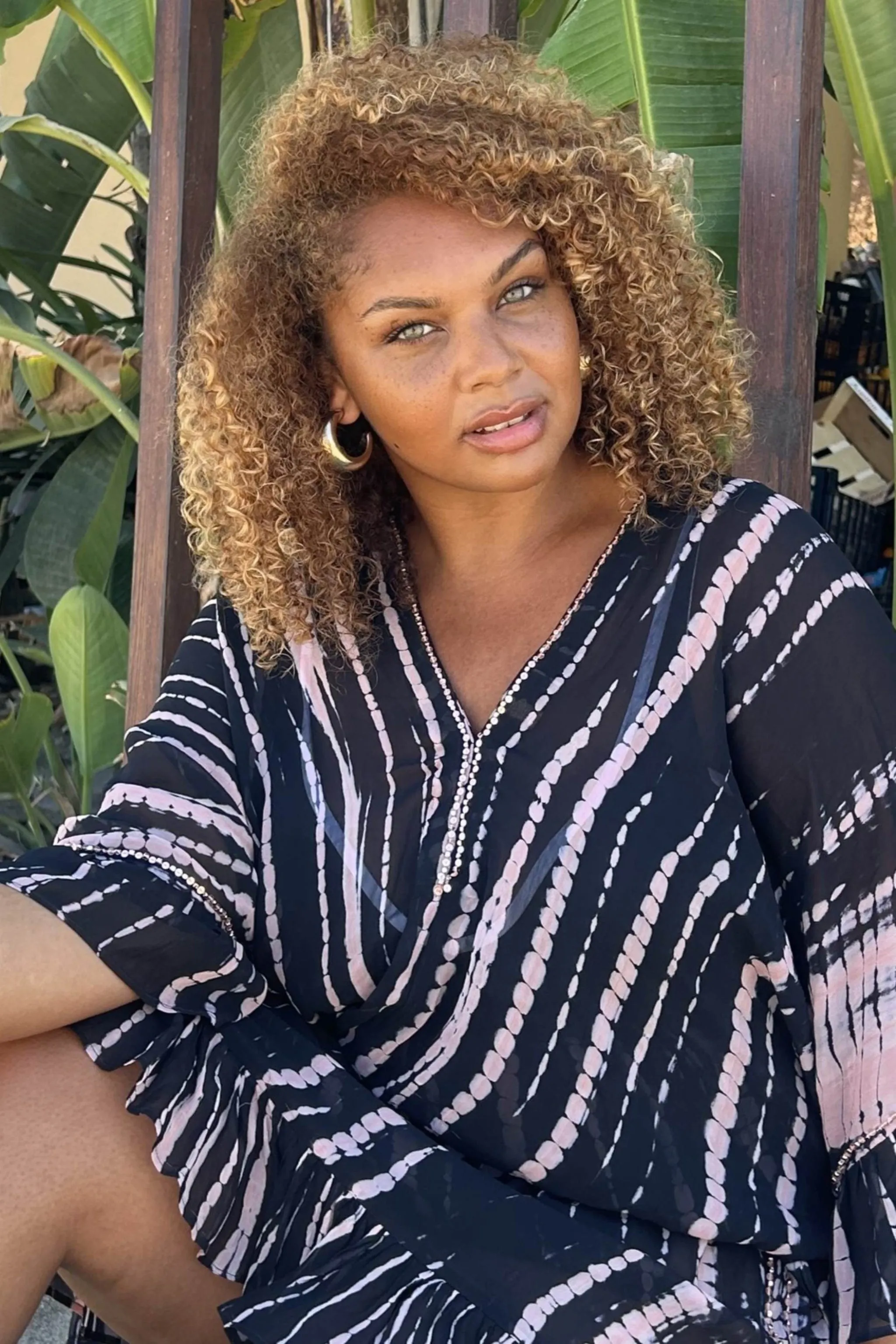 Black Plus Size Silk Kaftan Dress