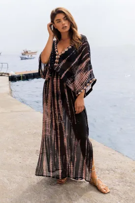 Black Silk Kaftan Maxi Dress