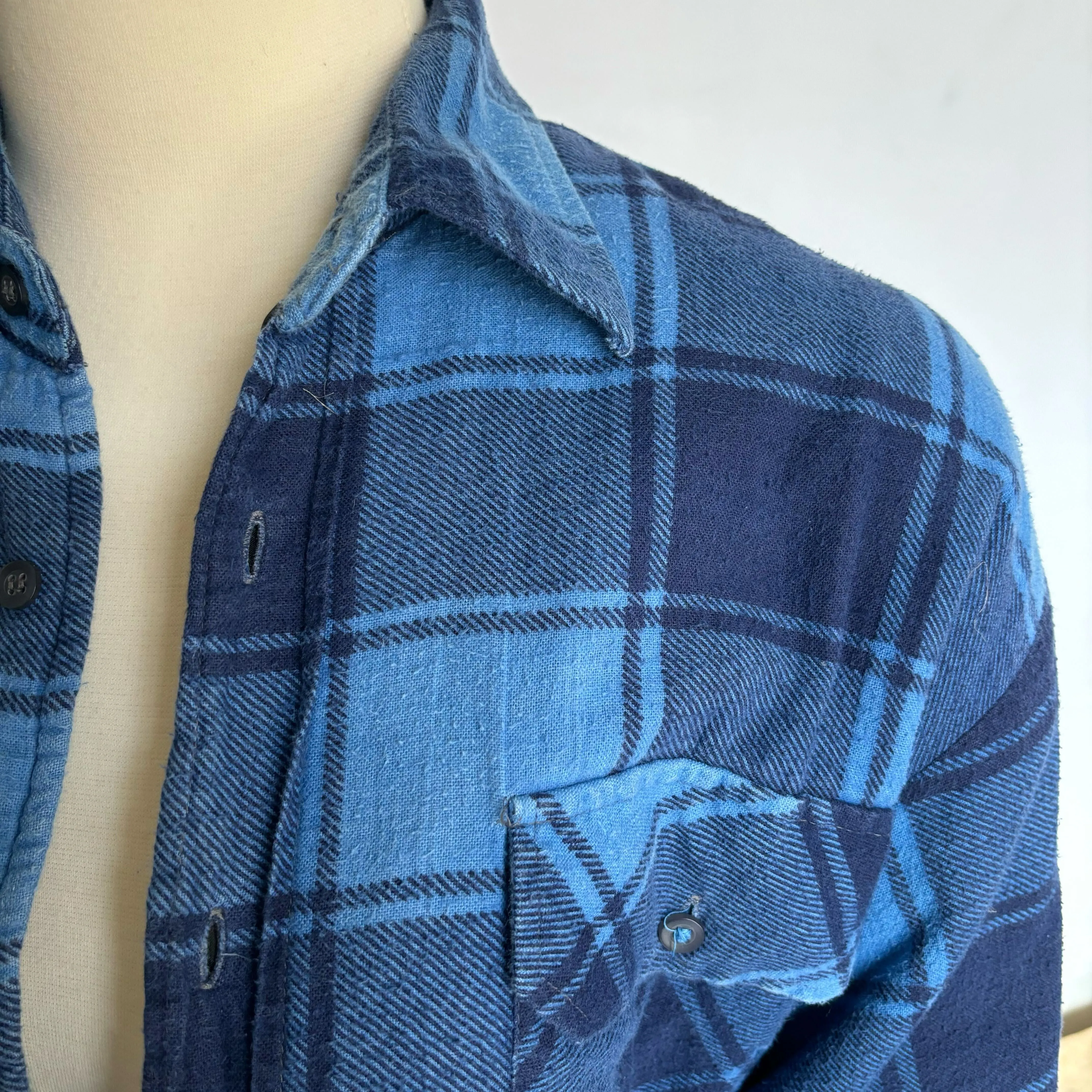 Blue & Black Plaid Long Sleeve Button Up
