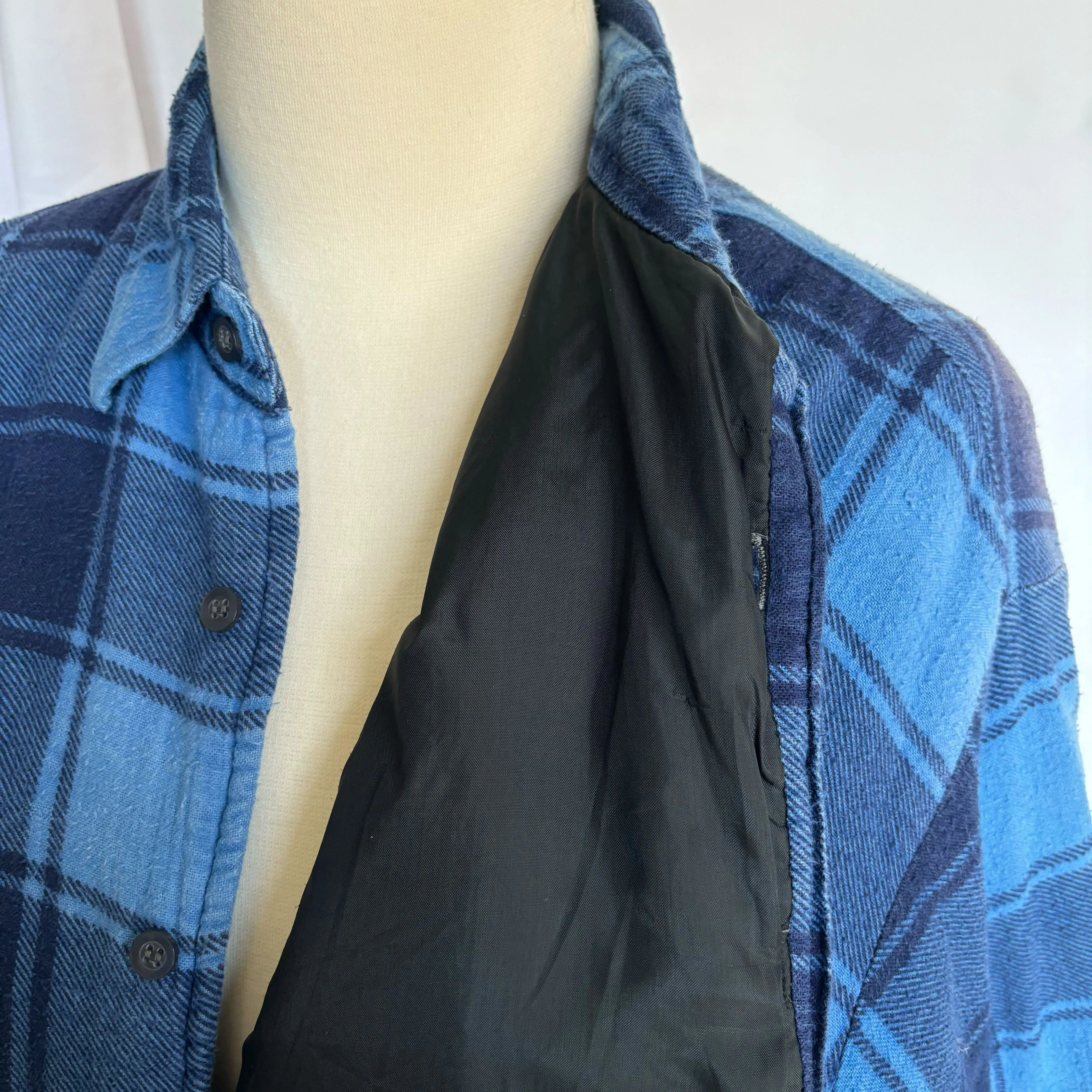 Blue & Black Plaid Long Sleeve Button Up