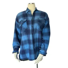 Blue & Black Plaid Long Sleeve Button Up
