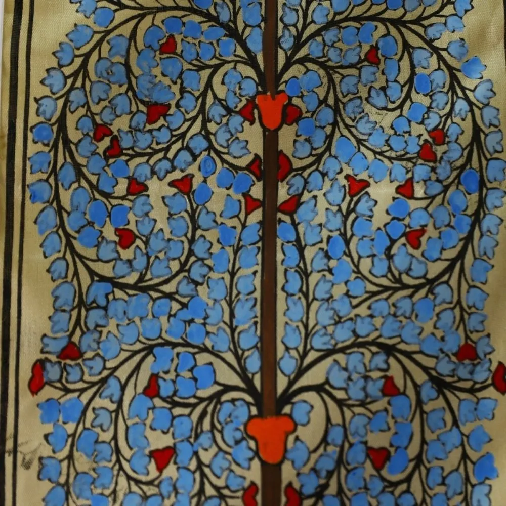 Blue Pattachitra on Tussar Silk Original Painting