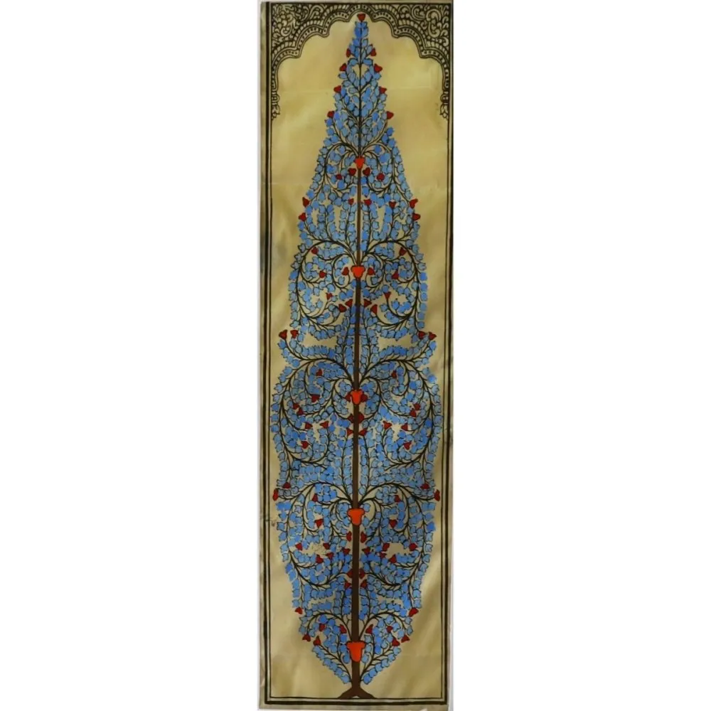Blue Pattachitra on Tussar Silk Original Painting