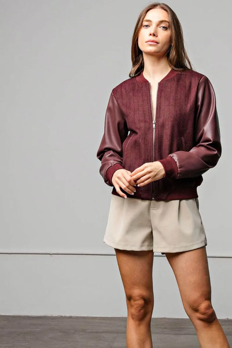 Burgundy Pinstripe Baseball Jacket