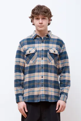 Burnside Flannel Shirt Tan/Navy/Bronze Plaid