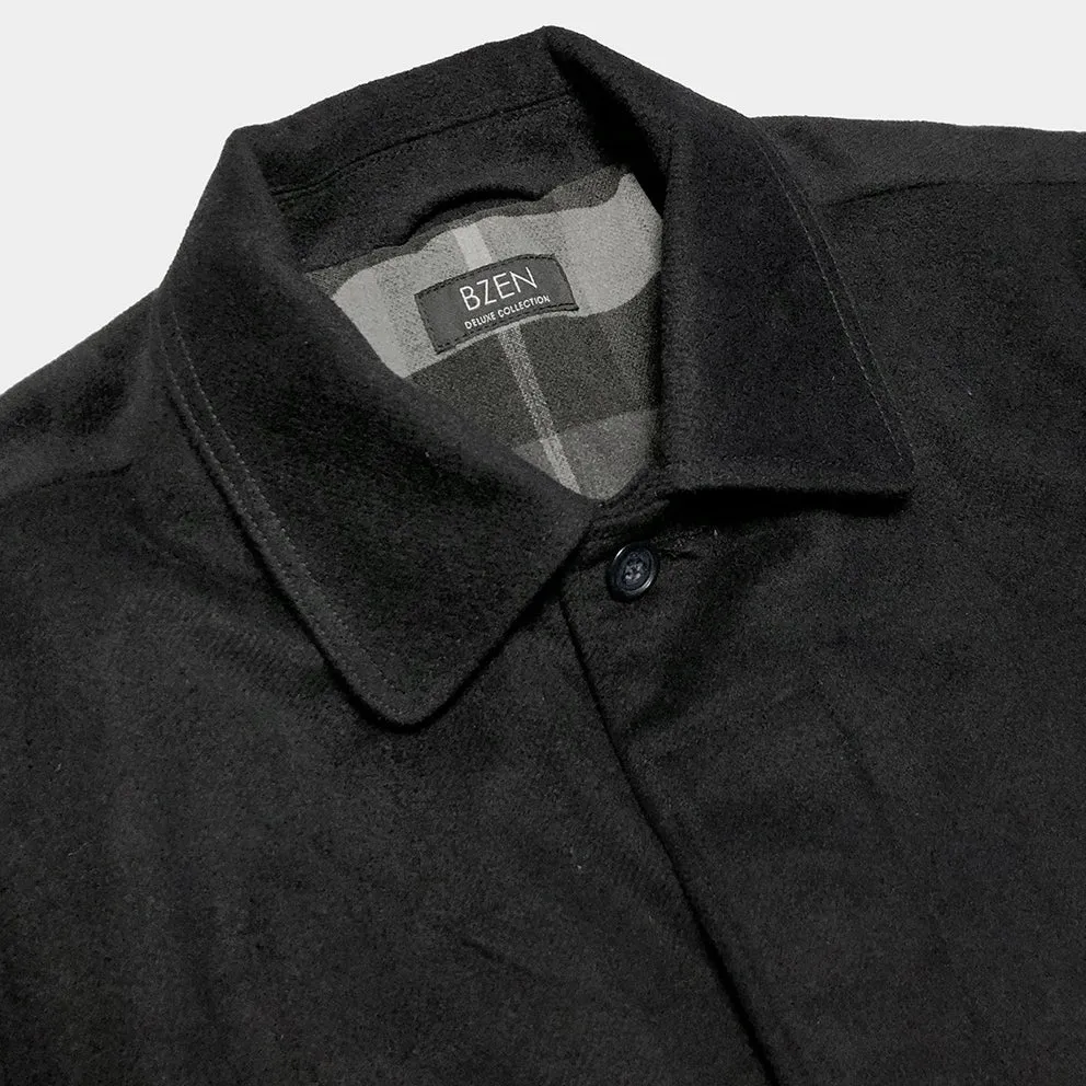 BZEN M.3057-DELON REGULAR FIT 5 POCKET 36" BACK LENGTH WOOL BLEND COAT-DARK GREY