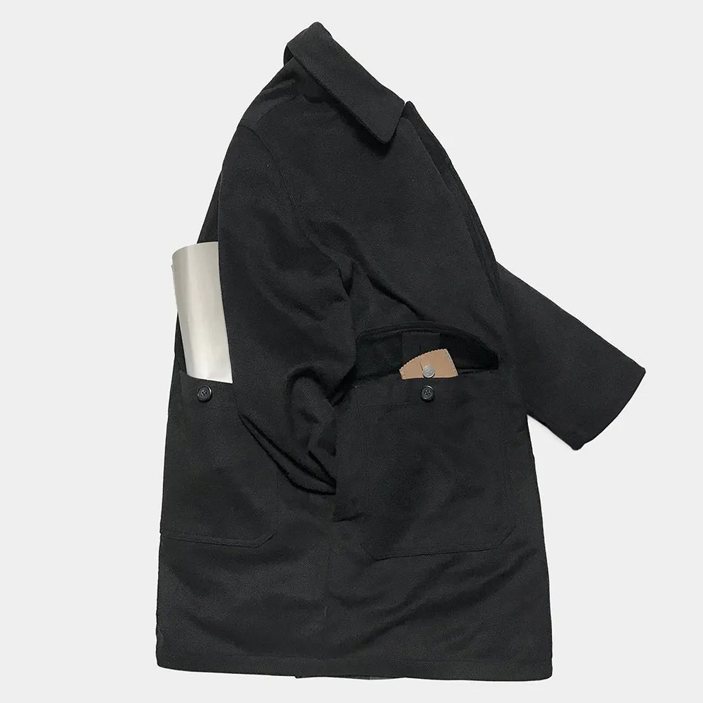 BZEN M.3057-DELON REGULAR FIT 5 POCKET 36" BACK LENGTH WOOL BLEND COAT-DARK GREY