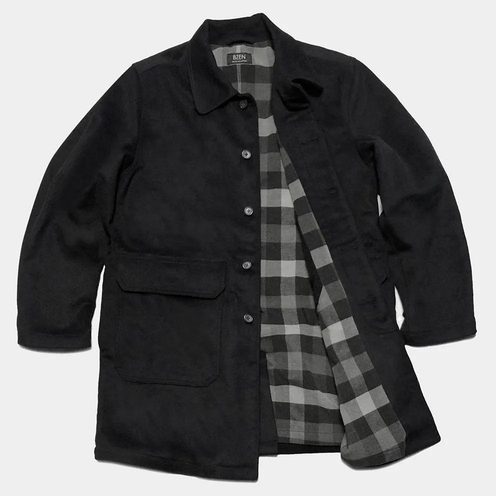 BZEN M.3057-DELON REGULAR FIT 5 POCKET 36" BACK LENGTH WOOL BLEND COAT-DARK GREY