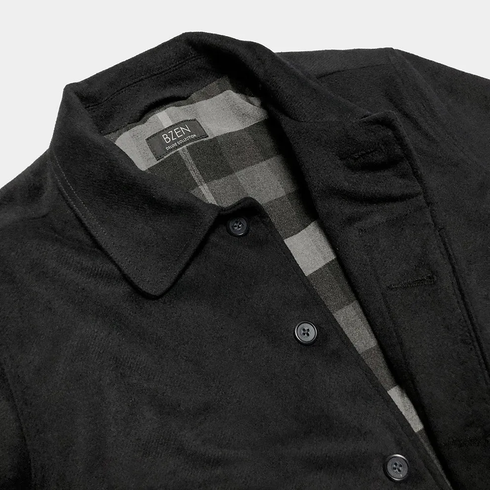 BZEN M.3057-DELON REGULAR FIT 5 POCKET 36" BACK LENGTH WOOL BLEND COAT-DARK GREY