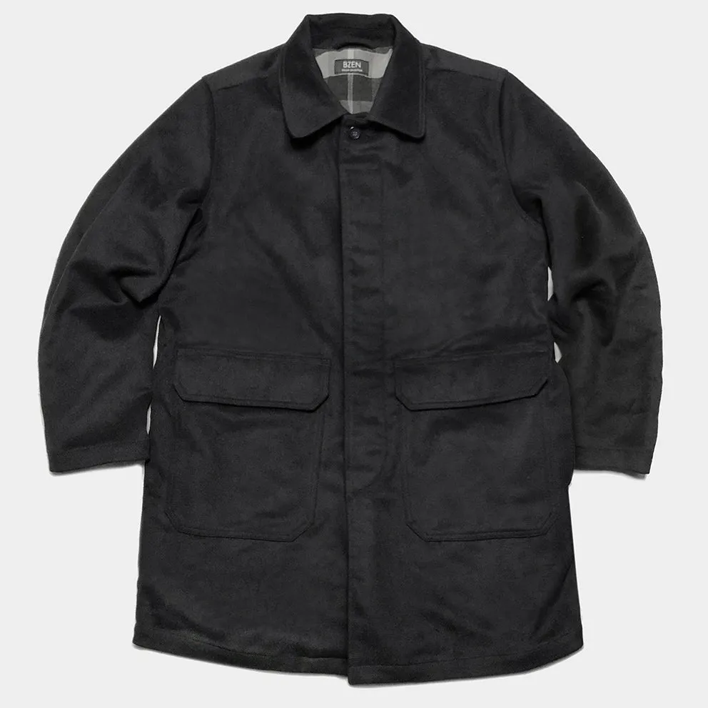 BZEN M.3057-DELON REGULAR FIT 5 POCKET 36" BACK LENGTH WOOL BLEND COAT-DARK GREY