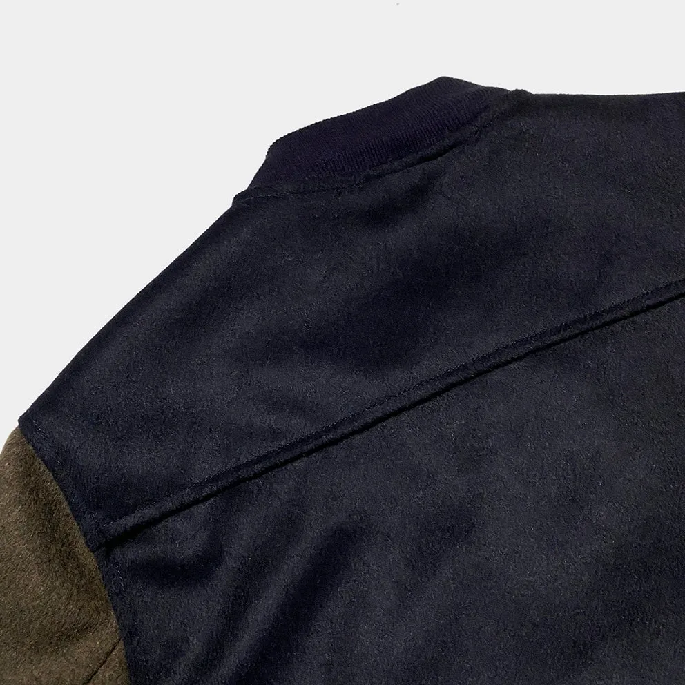 BZEN M.3139RR DESPERADO-VARS REGULAR FIT LINED WOOL BLEND MELTON VARSITY JACKET-800GSM-E0 NAVY