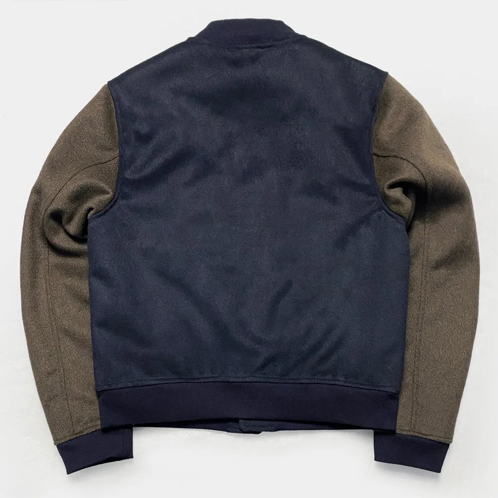 BZEN M.3139RR DESPERADO-VARS REGULAR FIT LINED WOOL BLEND MELTON VARSITY JACKET-800GSM-E0 NAVY