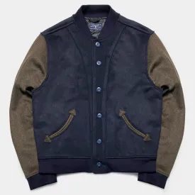 BZEN M.3139RR DESPERADO-VARS REGULAR FIT LINED WOOL BLEND MELTON VARSITY JACKET-800GSM-E0 NAVY