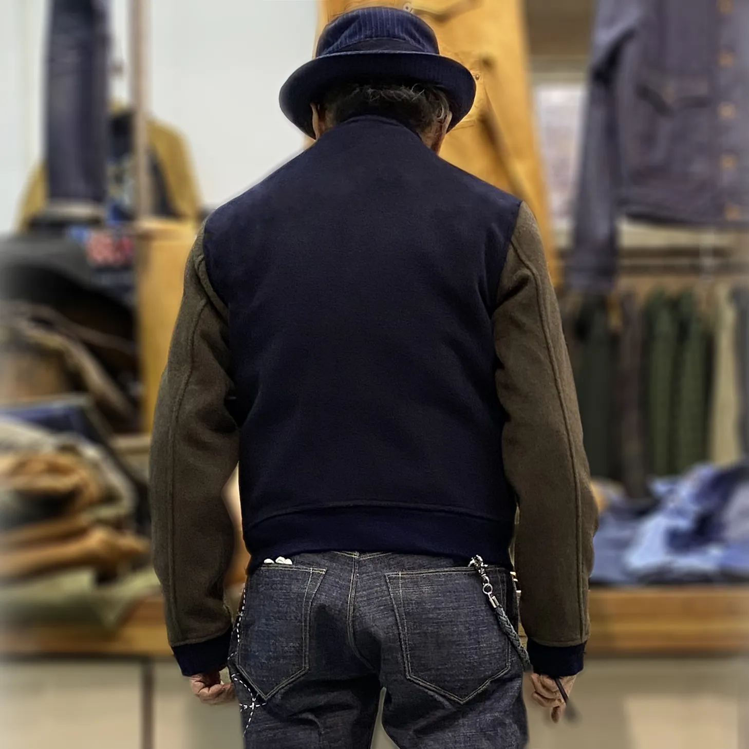 BZEN M.3139RR DESPERADO-VARS REGULAR FIT LINED WOOL BLEND MELTON VARSITY JACKET-800GSM-E0 NAVY