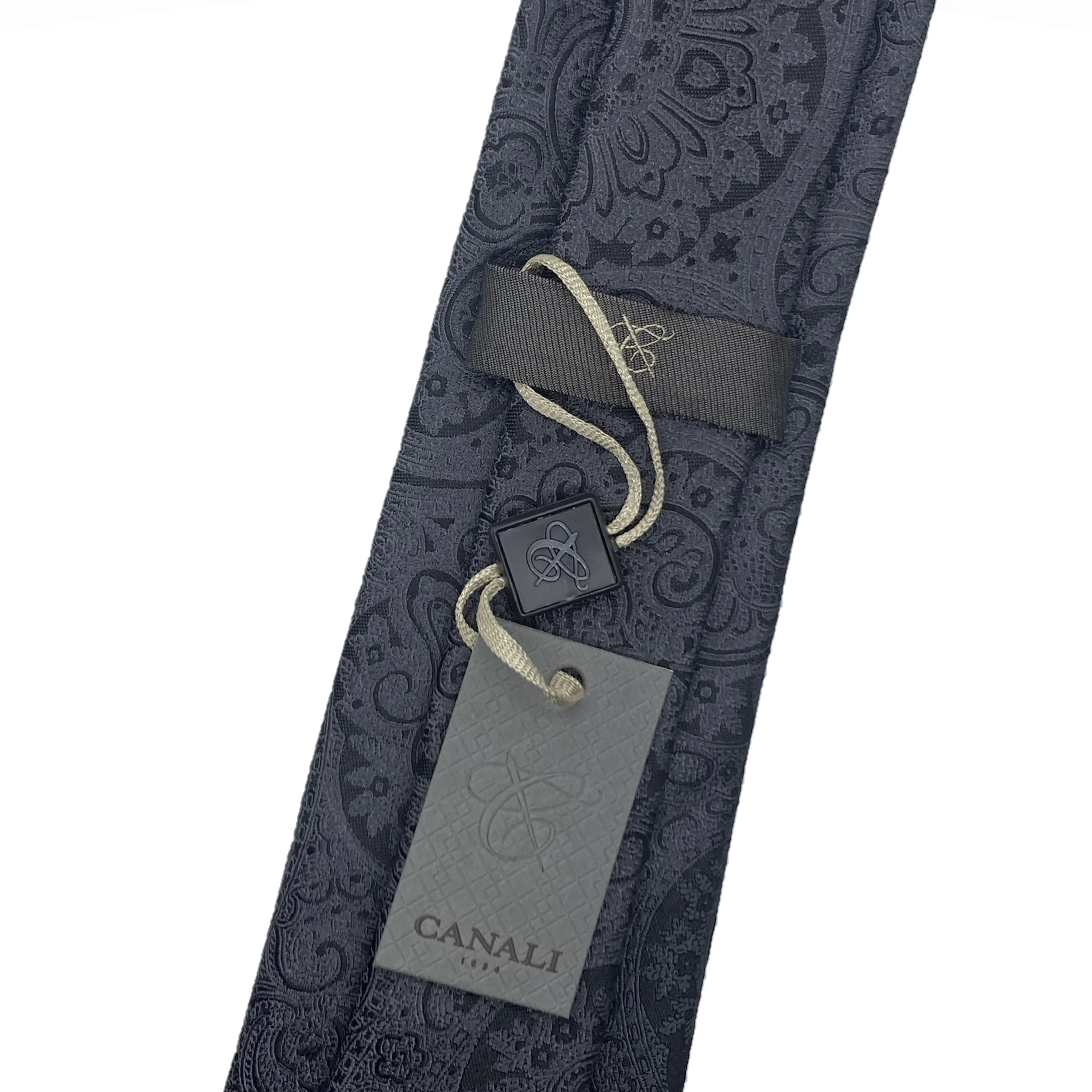 Canali Charcoal Silk Paisley Tie