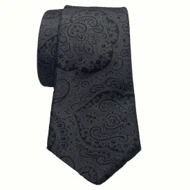 Canali Charcoal Silk Paisley Tie