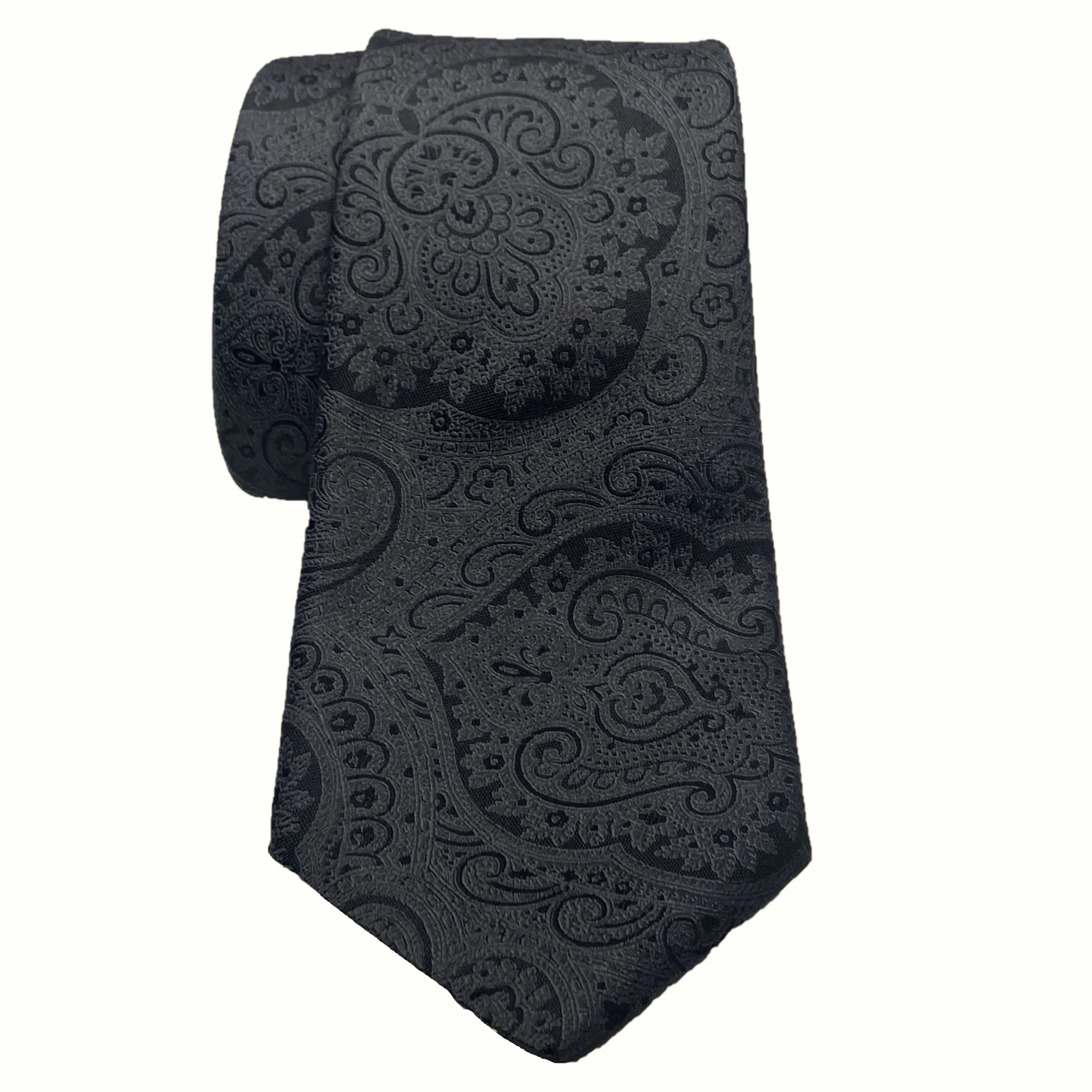 Canali Charcoal Silk Paisley Tie