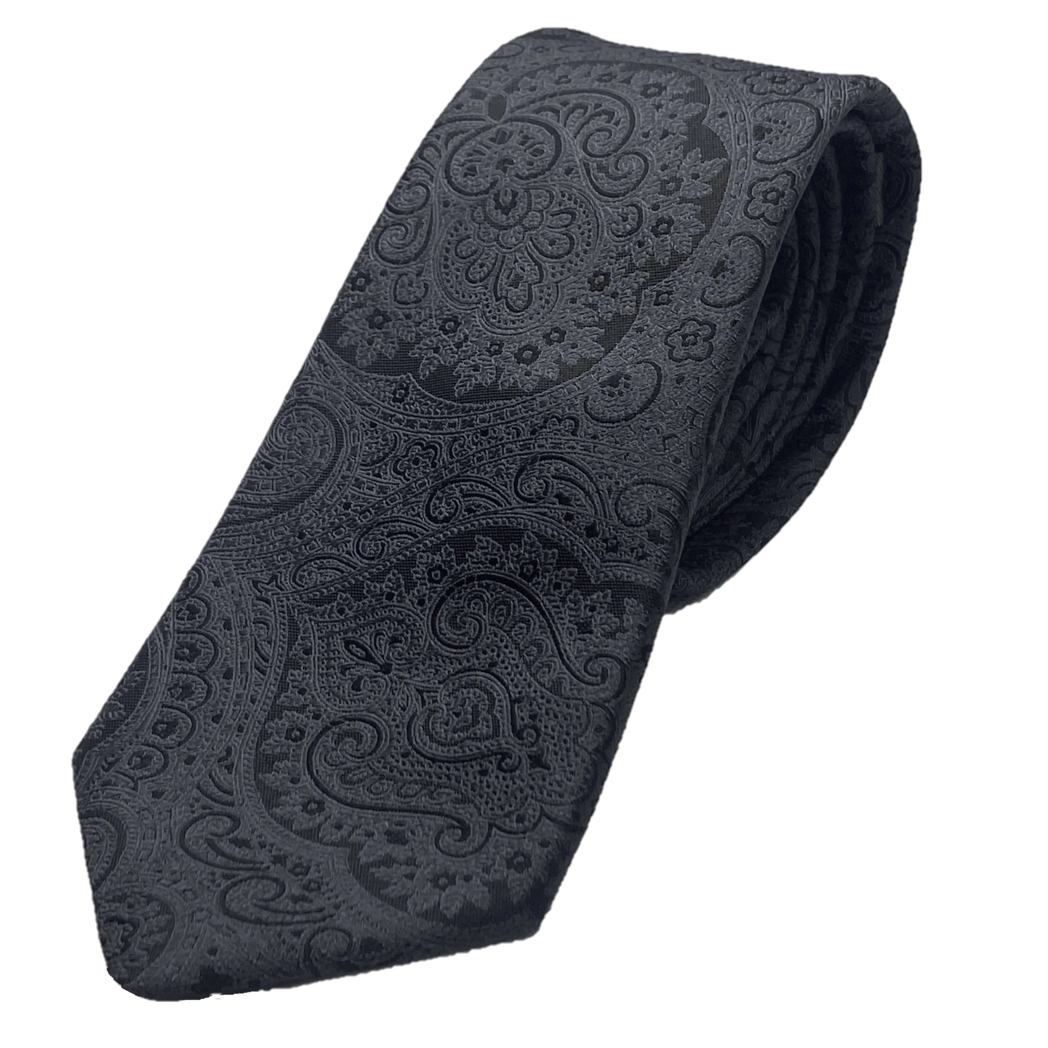 Canali Charcoal Silk Paisley Tie