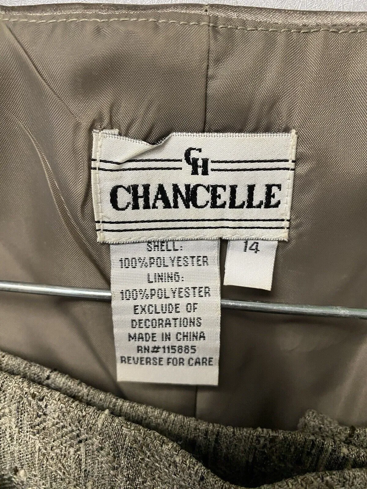 Chancelle 3pc Taupe/Beige Textured Dress Suit Size 14