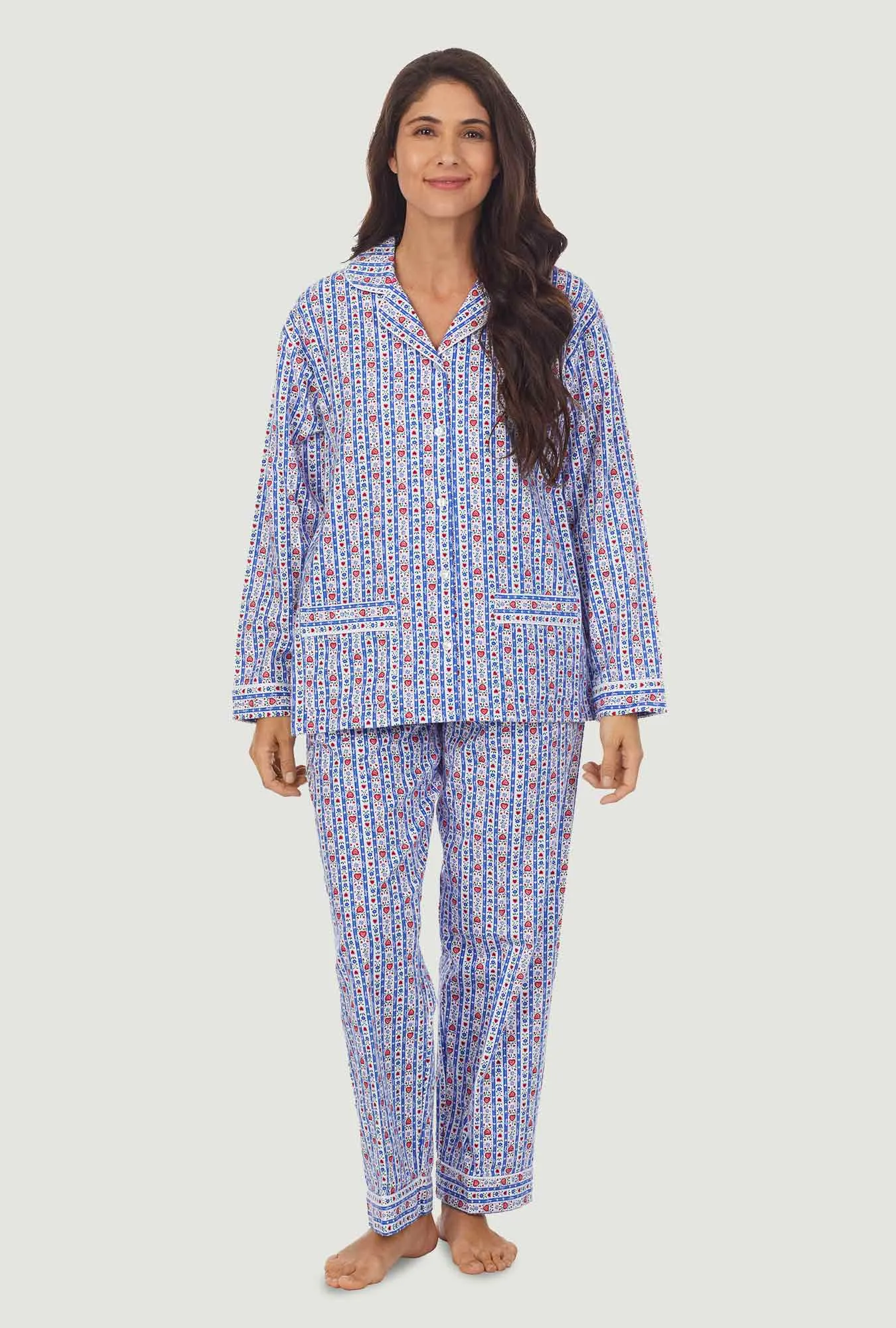 Classic Blue Tyrolean Stripe Flannel Pajama