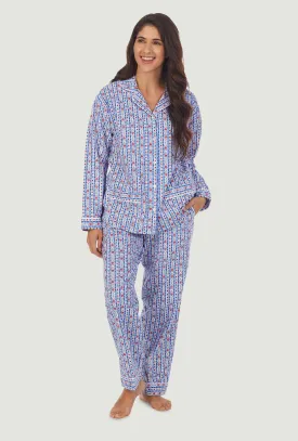 Classic Blue Tyrolean Stripe Flannel Pajama