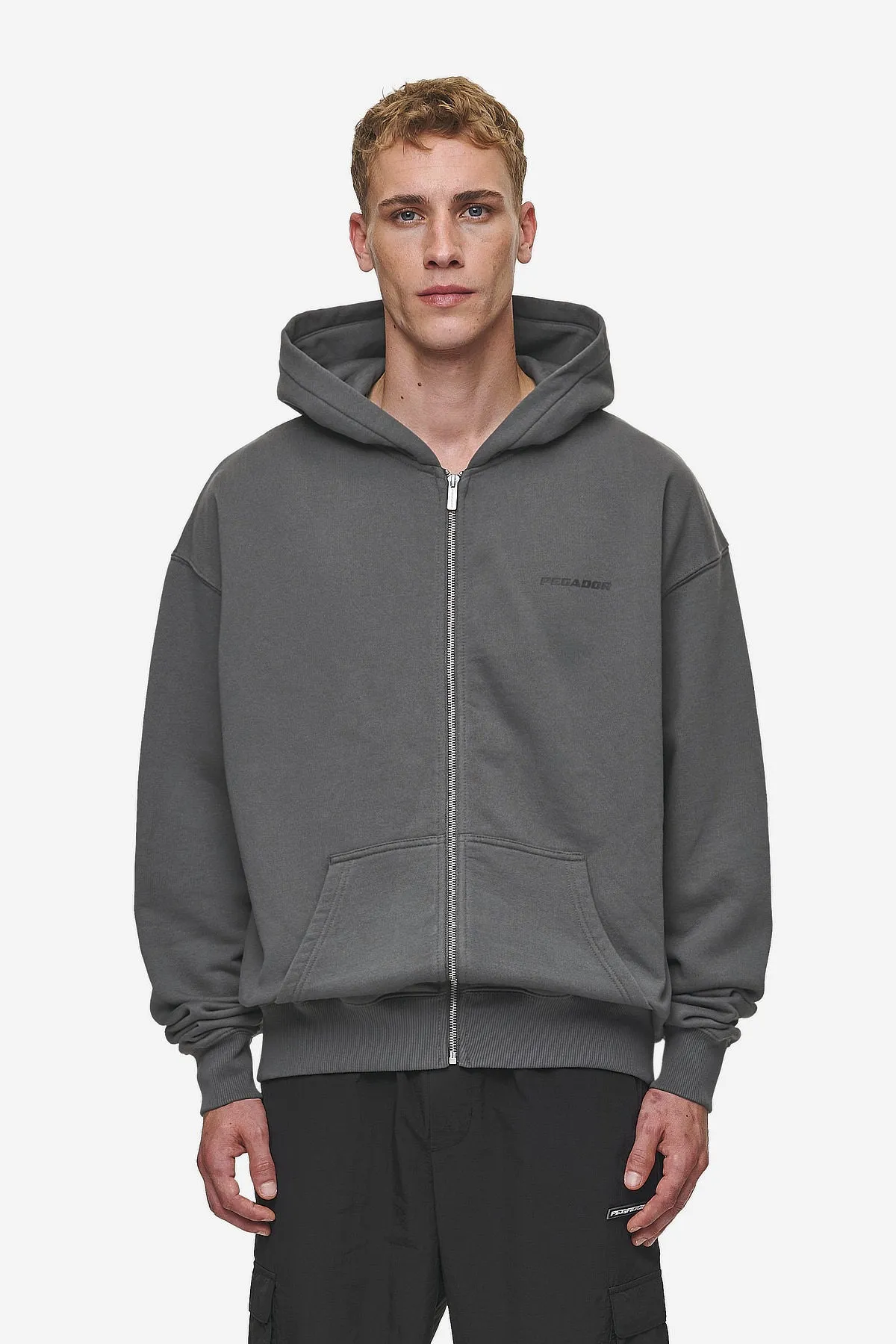 Colne Logo Oversized Sweat Jacket Washed Anthracite Black