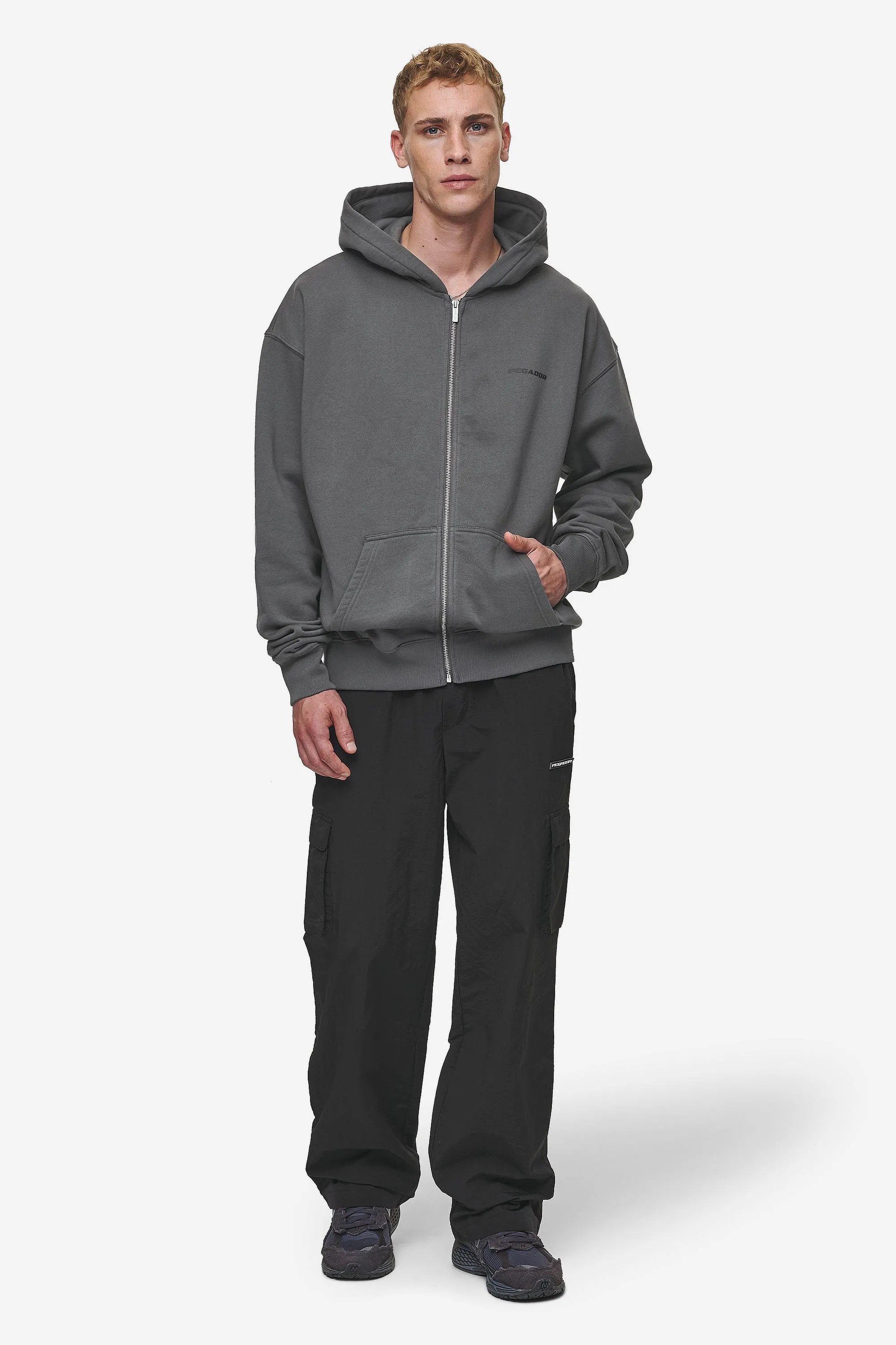 Colne Logo Oversized Sweat Jacket Washed Anthracite Black